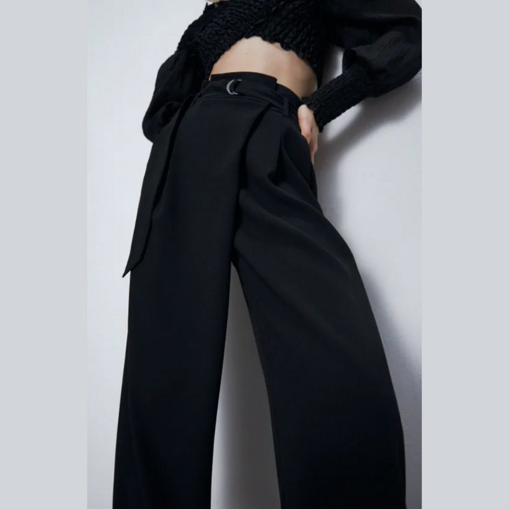 Belted Flowy Pants - Zara